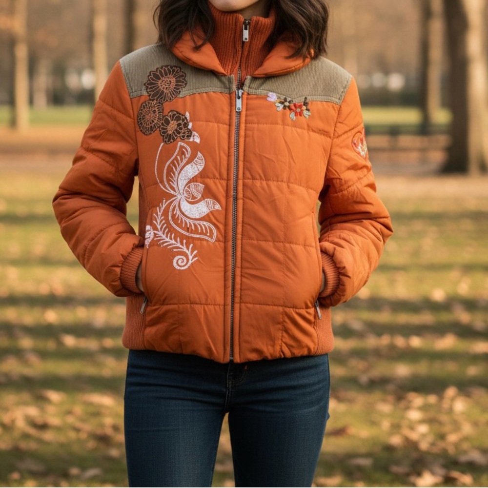 Vintage Datch Limited Edition Elegant Orange Women's Puffer Jacket